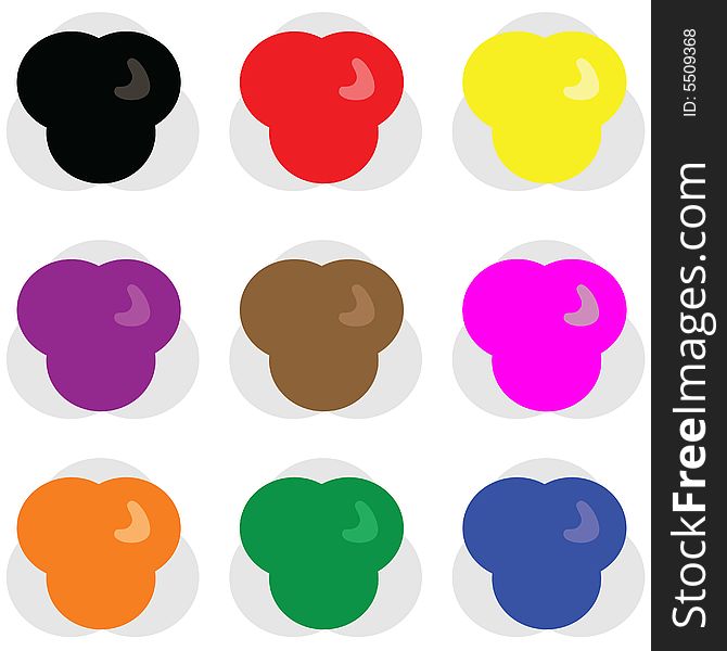 Collection of different colour web buttons for use in pages or presentations