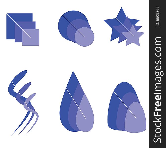 Vector illustration set of logos in different shades of blue. Vector illustration set of logos in different shades of blue