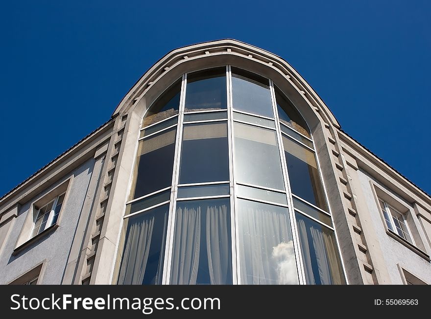 Windows of the new building as a geometric pattern closeup