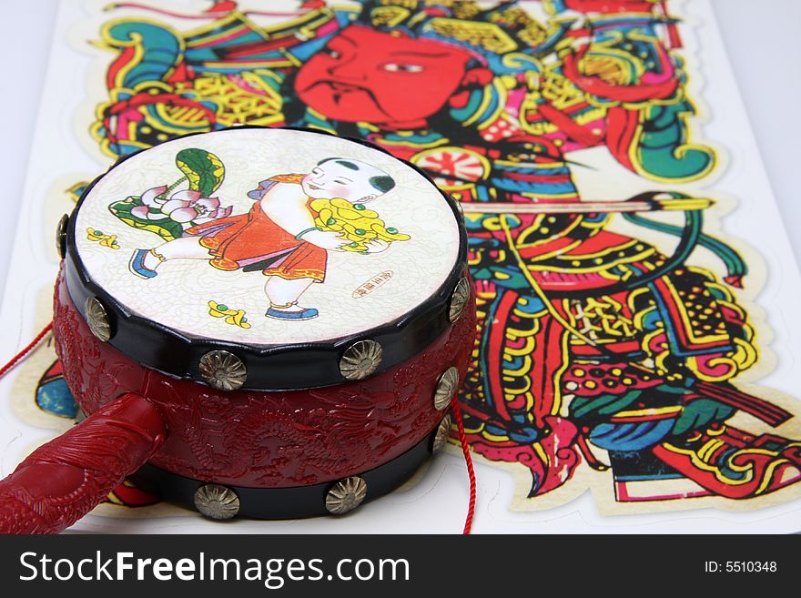 Toy drum and chinese painting from China.