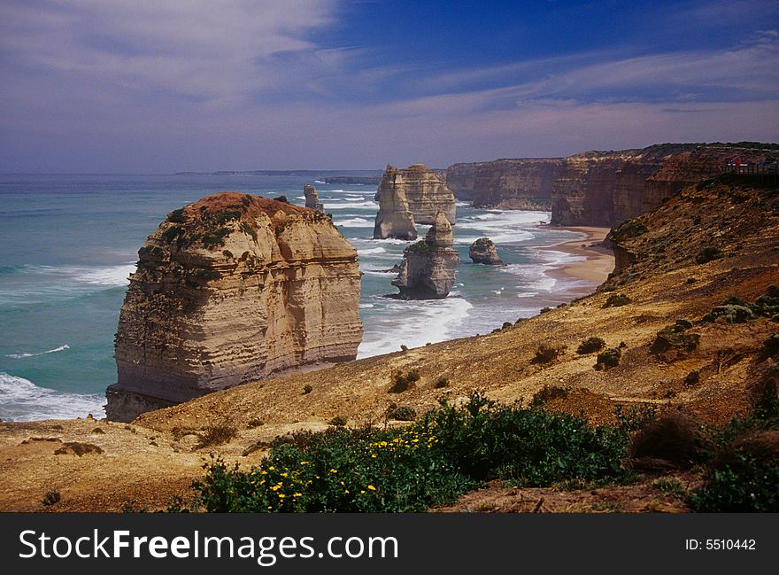 The Twelve Apostles rock formations on Australia's Great Ocean Road.