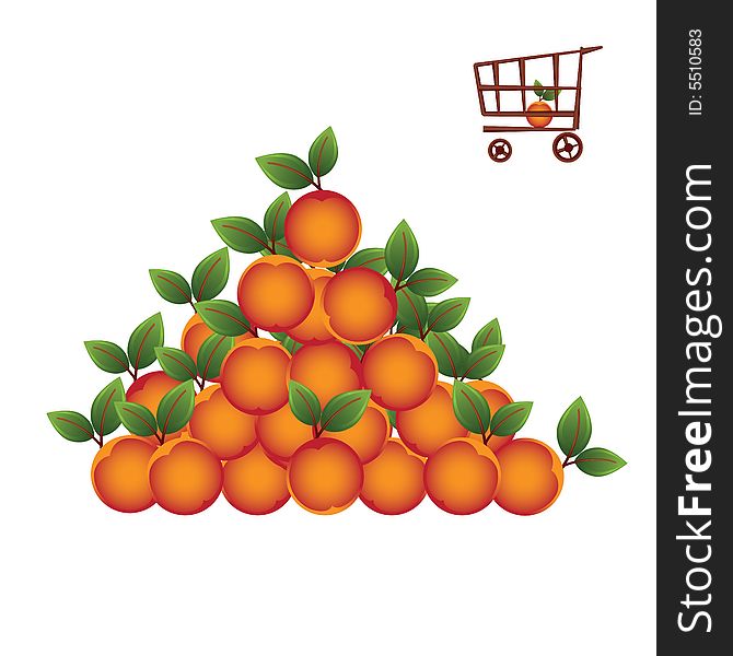 Shopping basket with fruit,  illustration