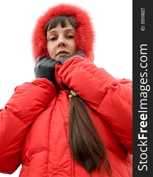 Cute Winter Girl on White Background