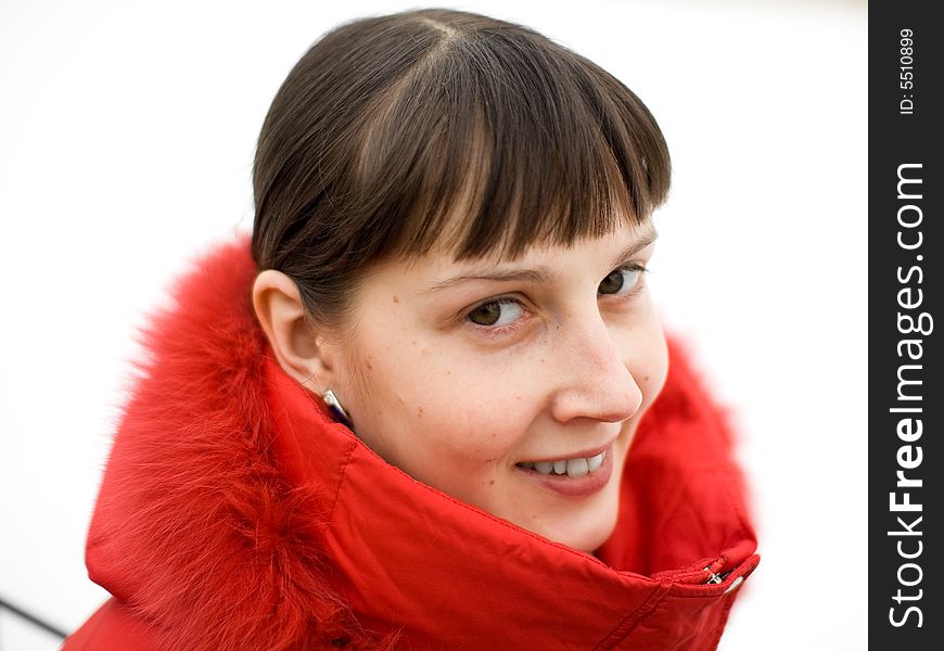 Cute Winter Girl on White Background