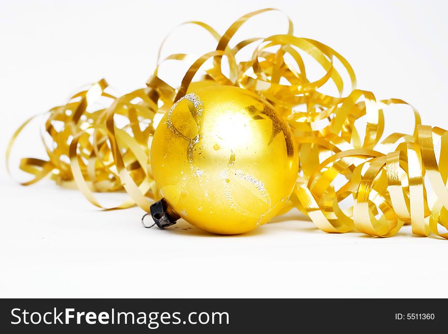 Christmas decoration - golden balls and ribbon