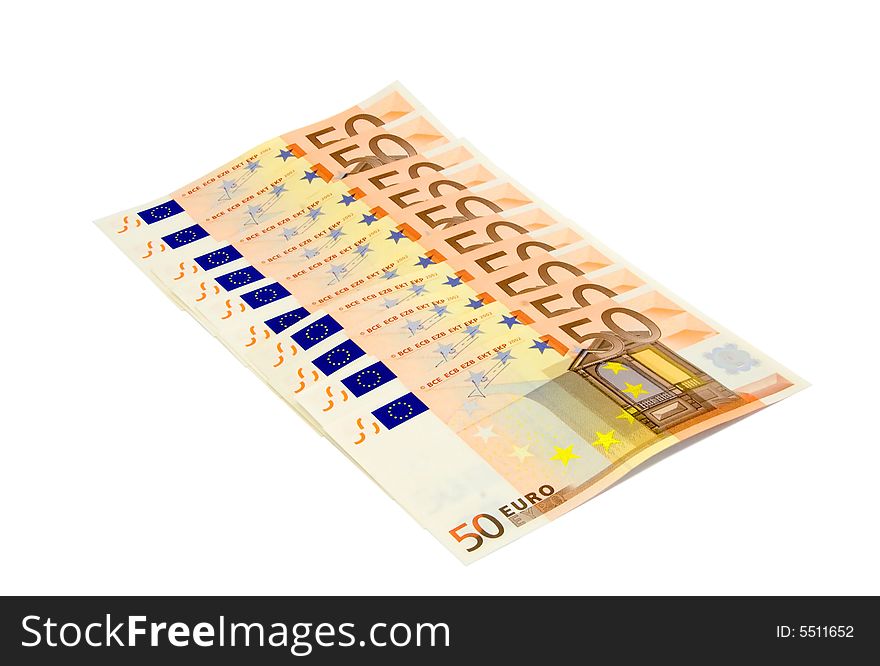 Euro banknotes close up, isolated