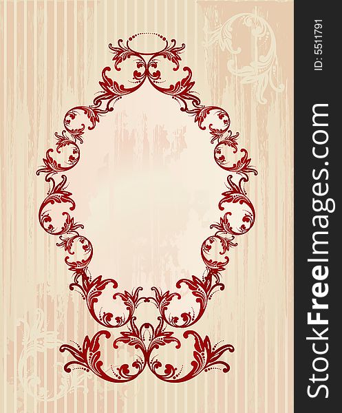 Vector illustration of an abstract floral frame