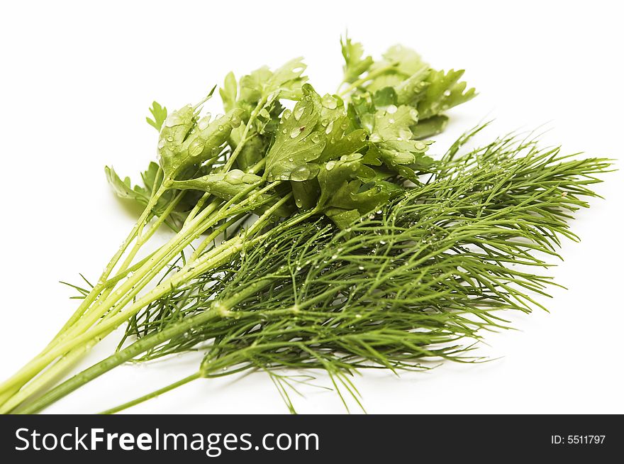 Green vegetables (dill and parsley) for a salad. Green vegetables (dill and parsley) for a salad