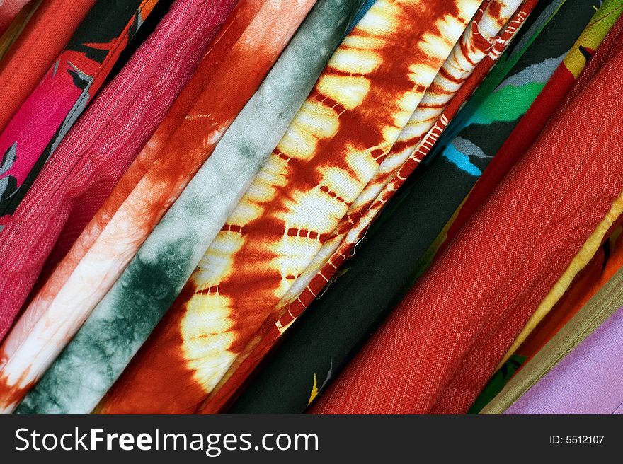 hype rolls of textiles at the market