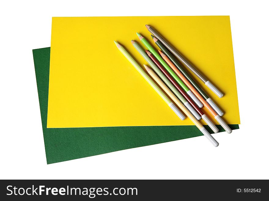 Color pencils on a color background