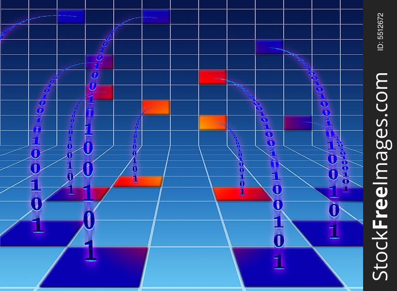 Abstract illustration from tapes of a binary code. Abstract illustration from tapes of a binary code