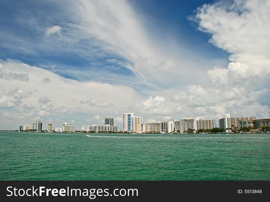 Skyline of Miami on a sunny day. Skyline of Miami on a sunny day