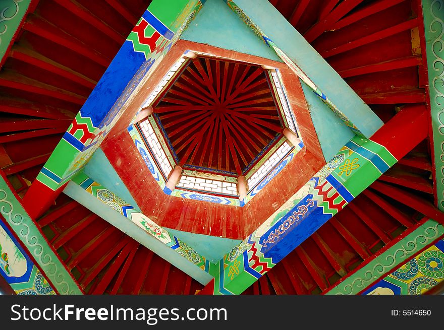 The beautiful wooden dome of a buddhist temple. The beautiful wooden dome of a buddhist temple