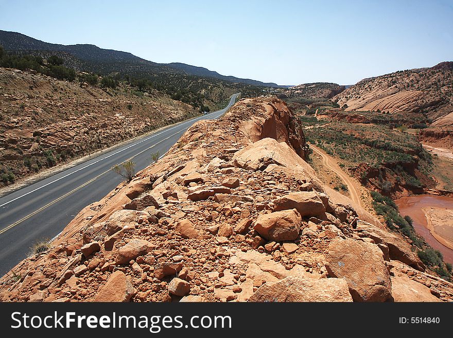 View of the road through north Arizona