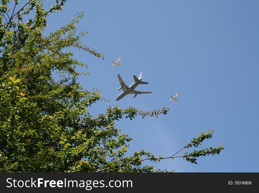 RAF fly past of three planes