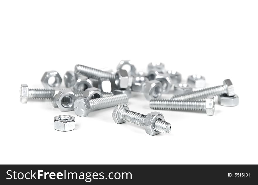 Nuts and Bolts on a white background