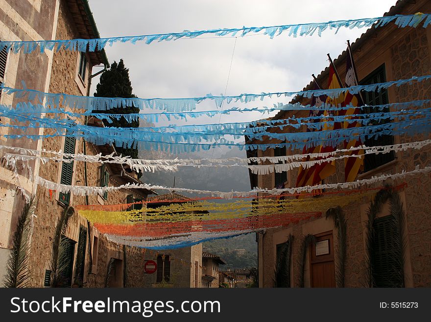 Streets decoration in a village in a mountains