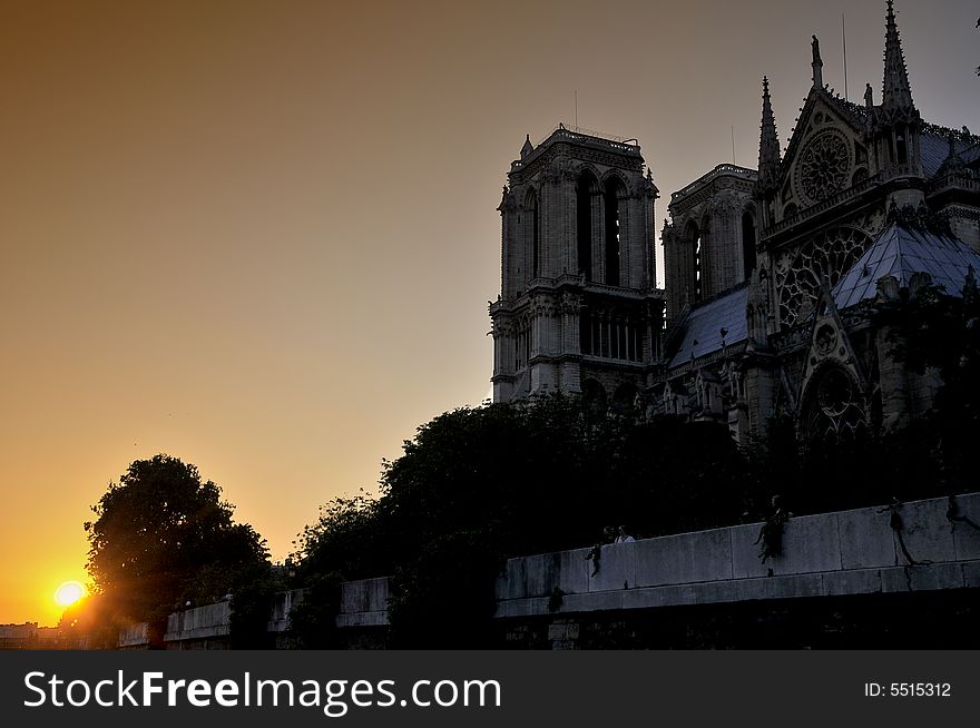 Sunset - Notre Dame in Paris. Sunset - Notre Dame in Paris