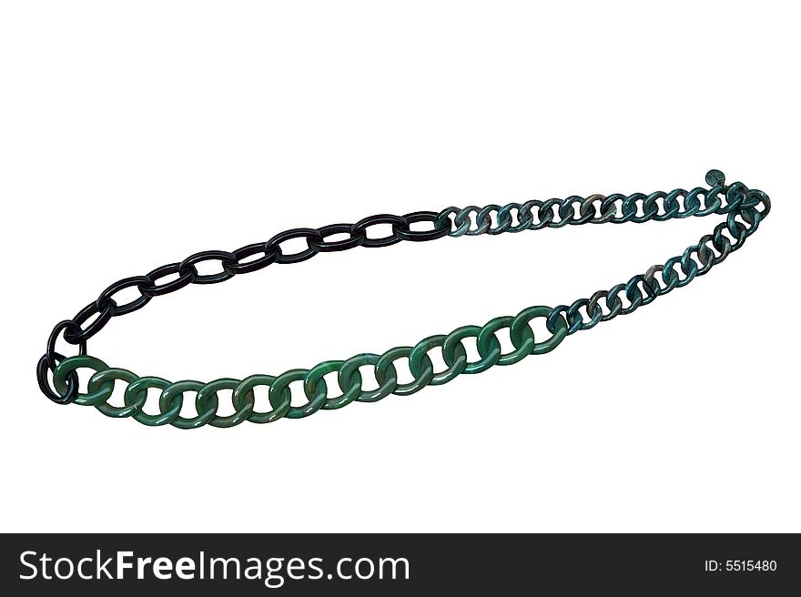 Green necklace isolated with white background