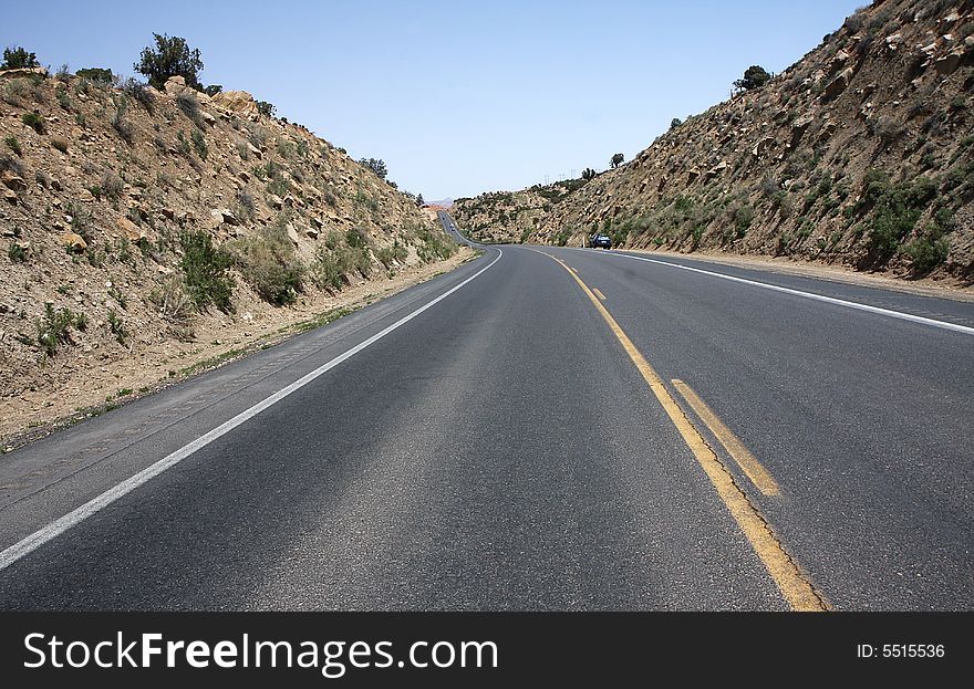 View of the road through Road through north Arizona
