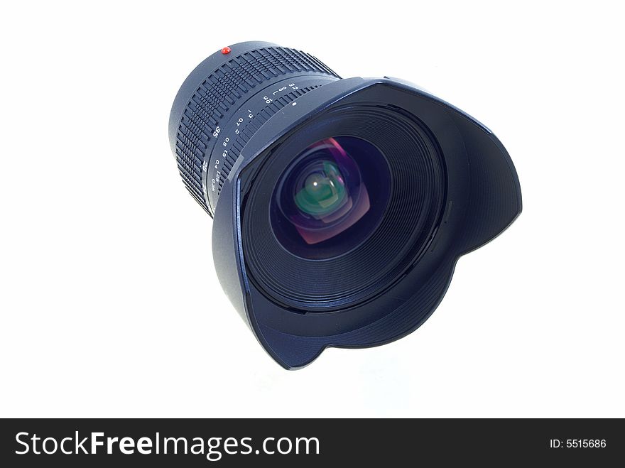 A wide angle lens with big lens hood