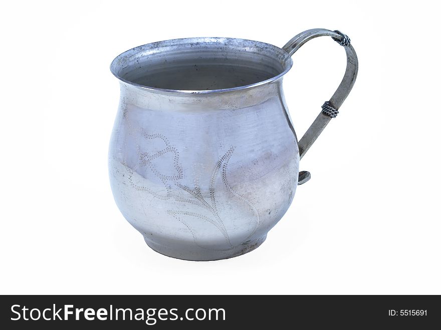 Ancient silver jug, decorated a pattern