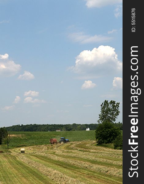 Mid-West (Michigan) Farmer baling hay