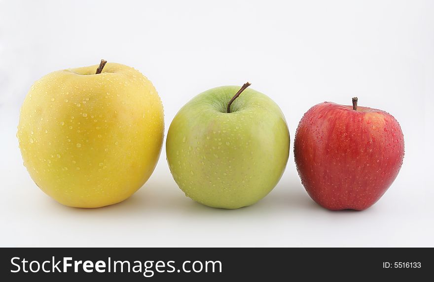 Yellow, red and green appples. Yellow, red and green appples
