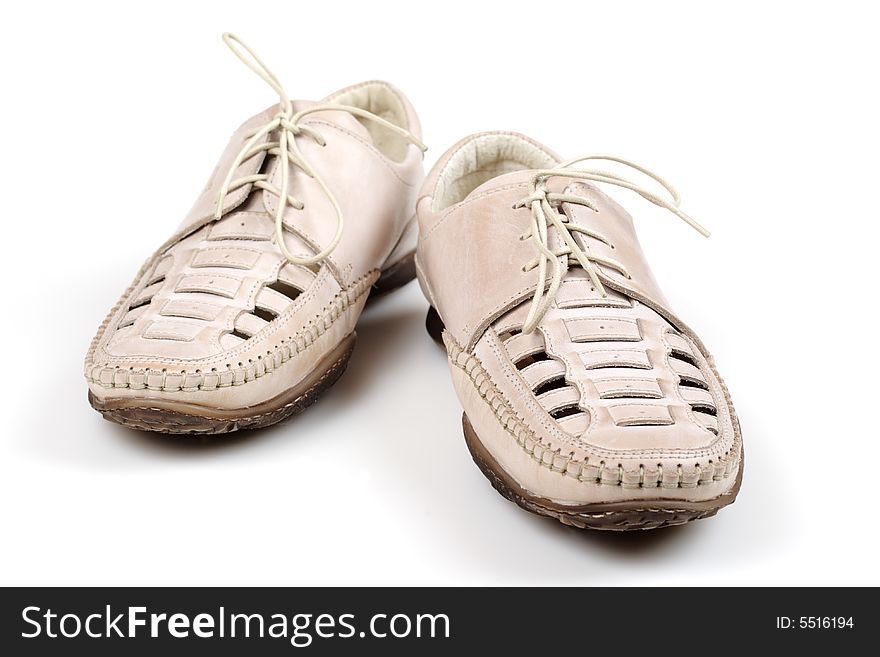 Summer Shoes Lace Up Isolated on White. Summer Shoes Lace Up Isolated on White