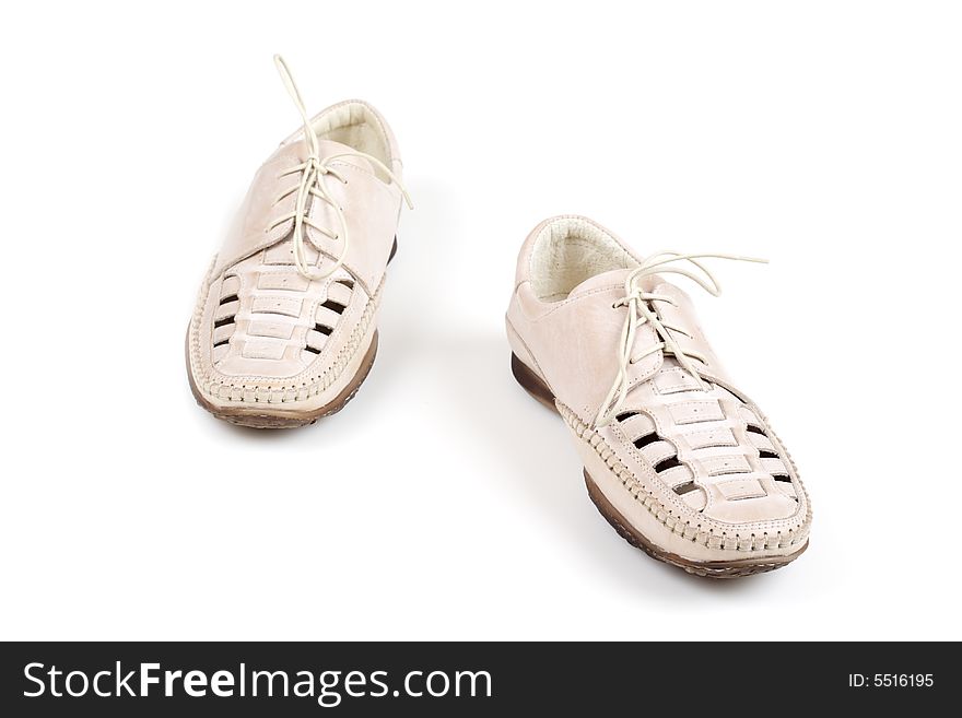 Summer Shoes Lace Up Isolated on White. Summer Shoes Lace Up Isolated on White