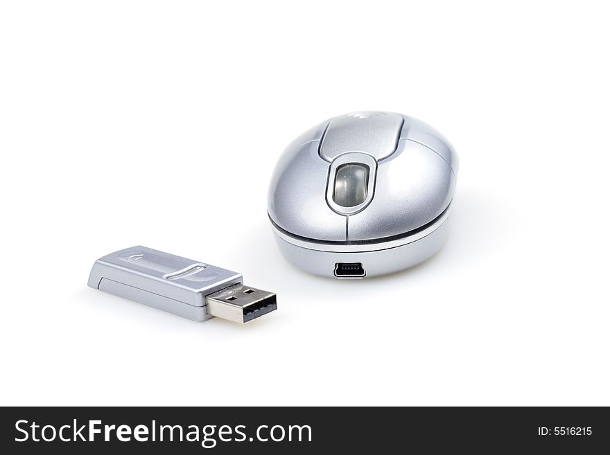 Portable Wireless Mouse for Notebook Isolated over White