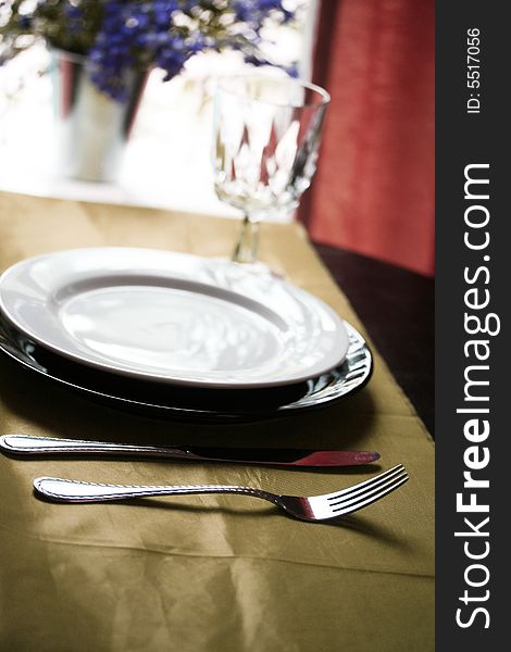 A table set for a quiet meal. A table set for a quiet meal