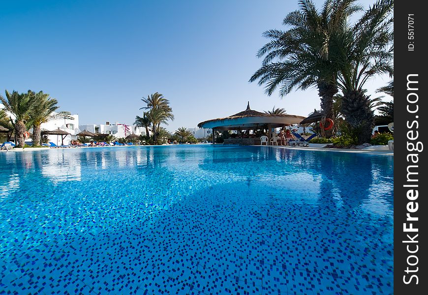 Blue Swimming Pool in the Hotel