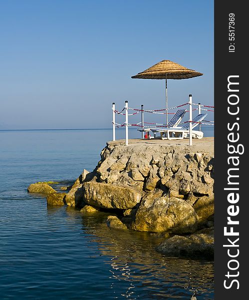 Sunshade in Turkish resort in the Aegean sea