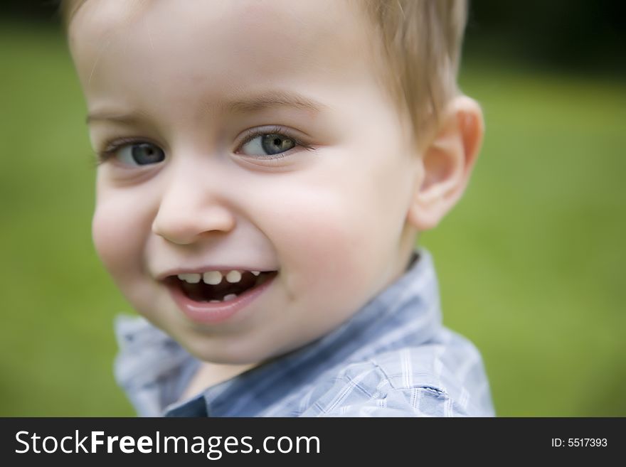 Little Boy In The Summer Forest. Little Boy In The Summer Forest