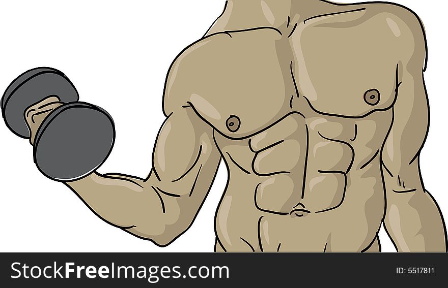 Black muscled man lifting black wight