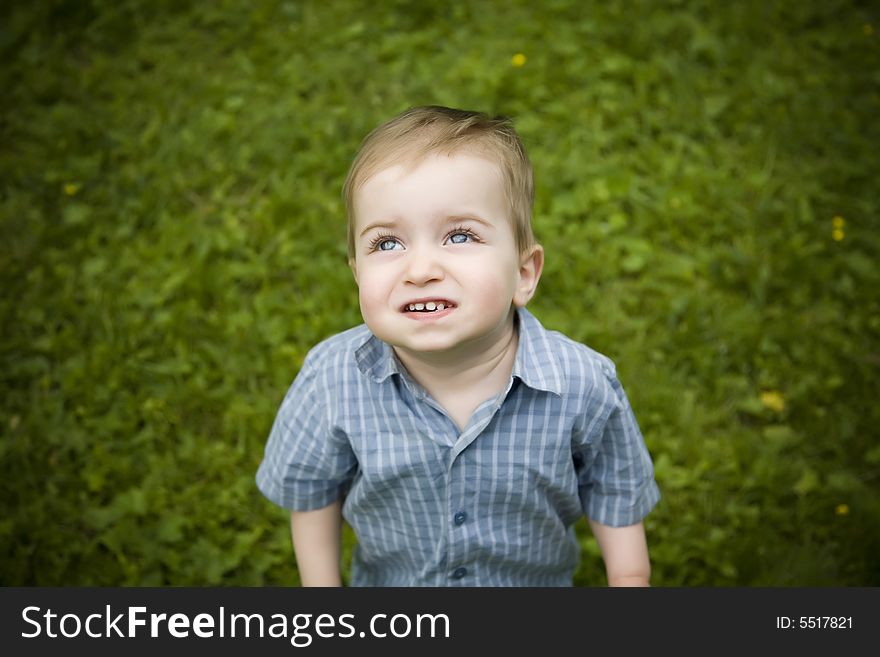 Little Kid Looking On The Sky