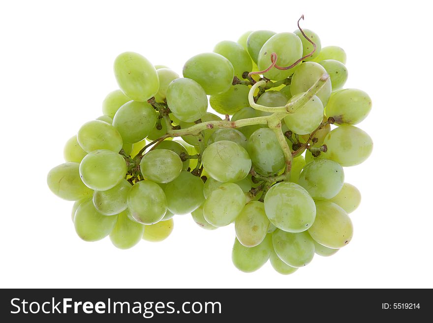 Green grapes on a white background. Green grapes on a white background.