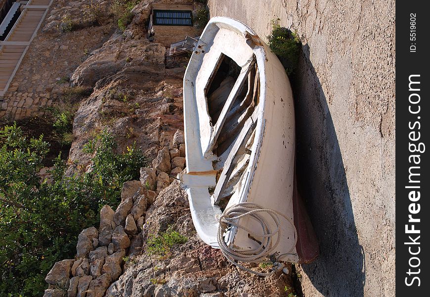 A fisching boat in the bay of cala figuera on mallorca. A fisching boat in the bay of cala figuera on mallorca