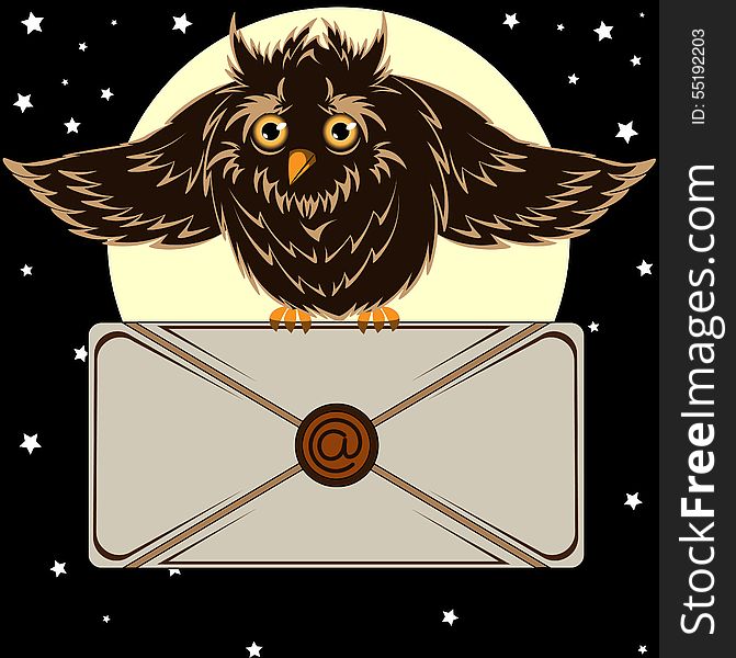 Owl with the letter - illustration