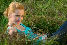 Girl In A Meadow Stock Image Girl In A Meadow Stock Image
