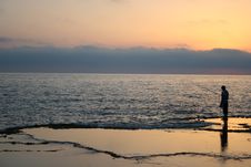 Fisherman At Sunset Royalty Free Stock Image Fisherman At Sunset Royalty Free Stock Image