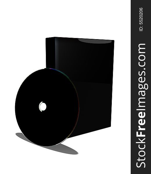 Reflective black box, cd black on white background. Reflective black box, cd black on white background