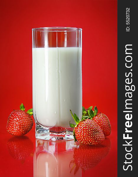 Strawberry and glass of milk