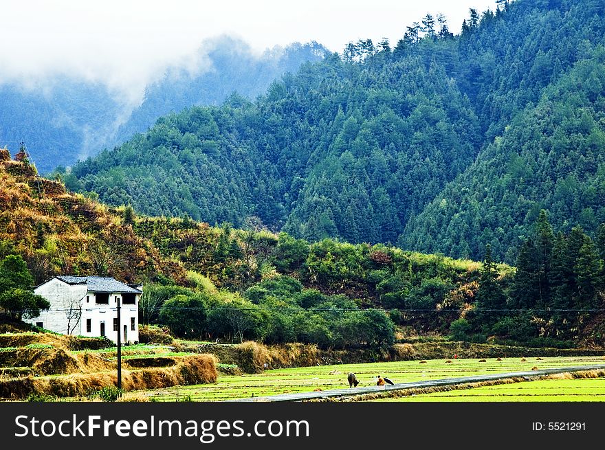 A Household Peasant Family In Remote Mountain