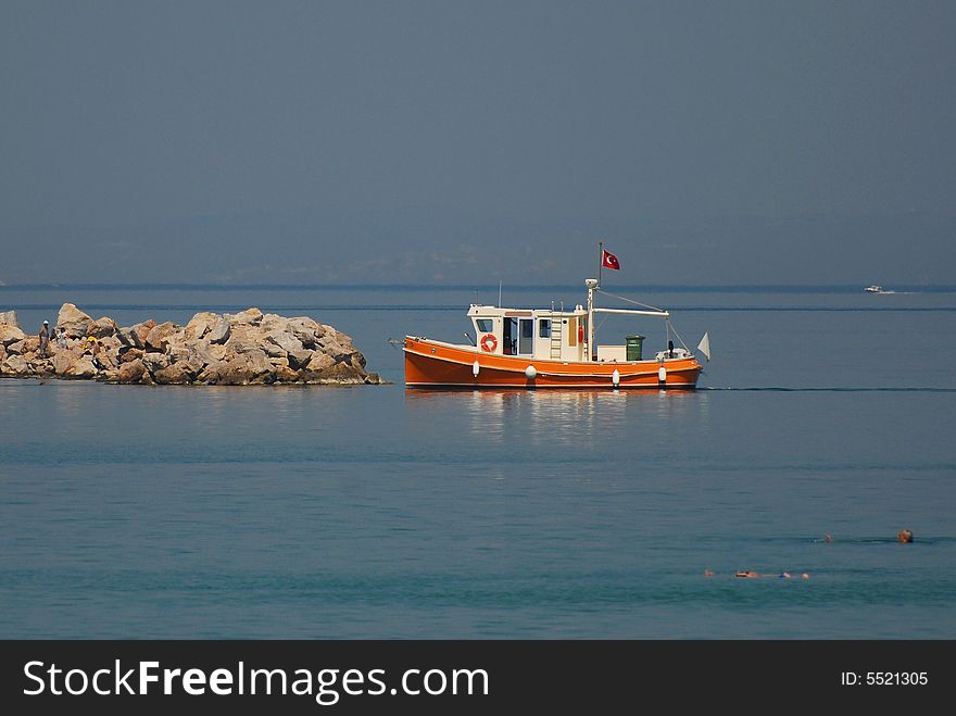 Boat close to breaker on the turkish coast