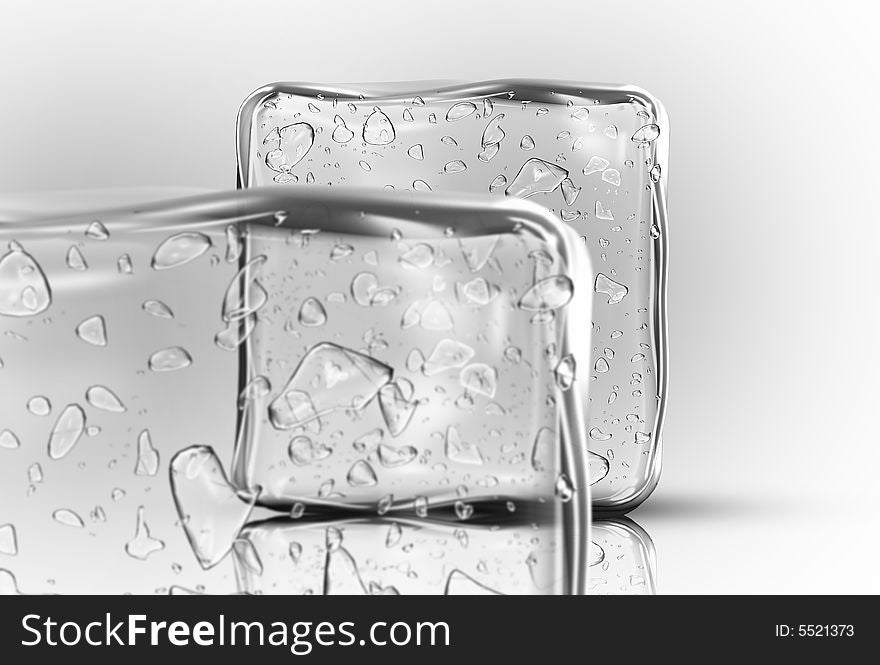 Ice cubes in white background