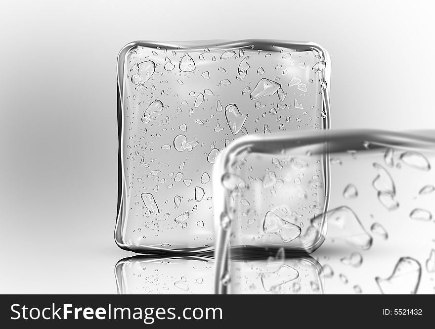 Ice cubes in white background