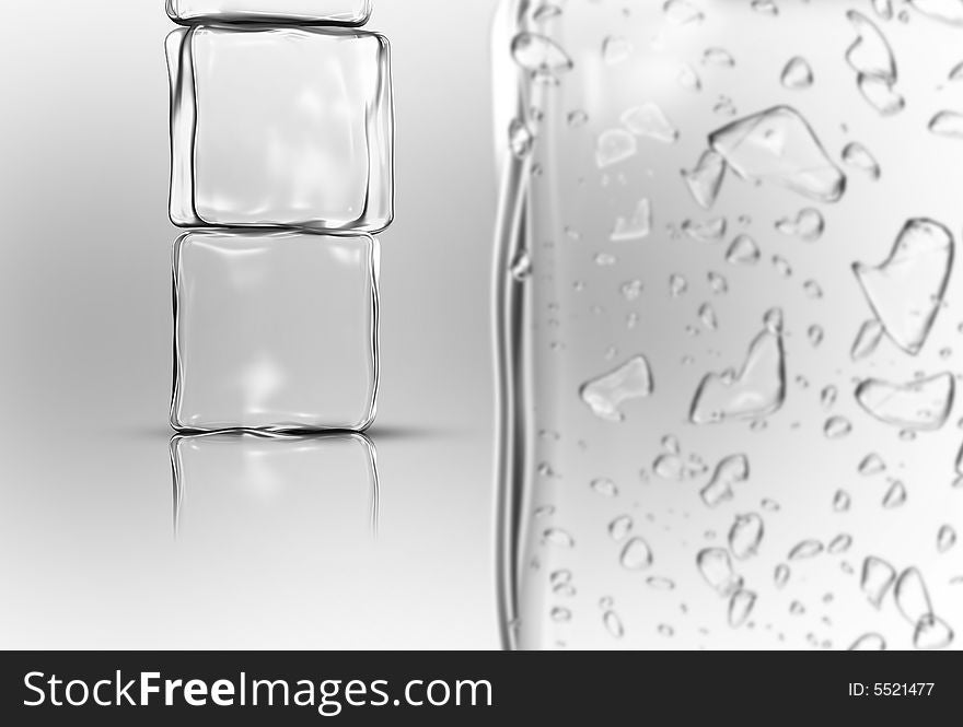 Ice cubes in white background