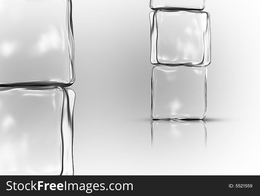 Ice cubes in white background